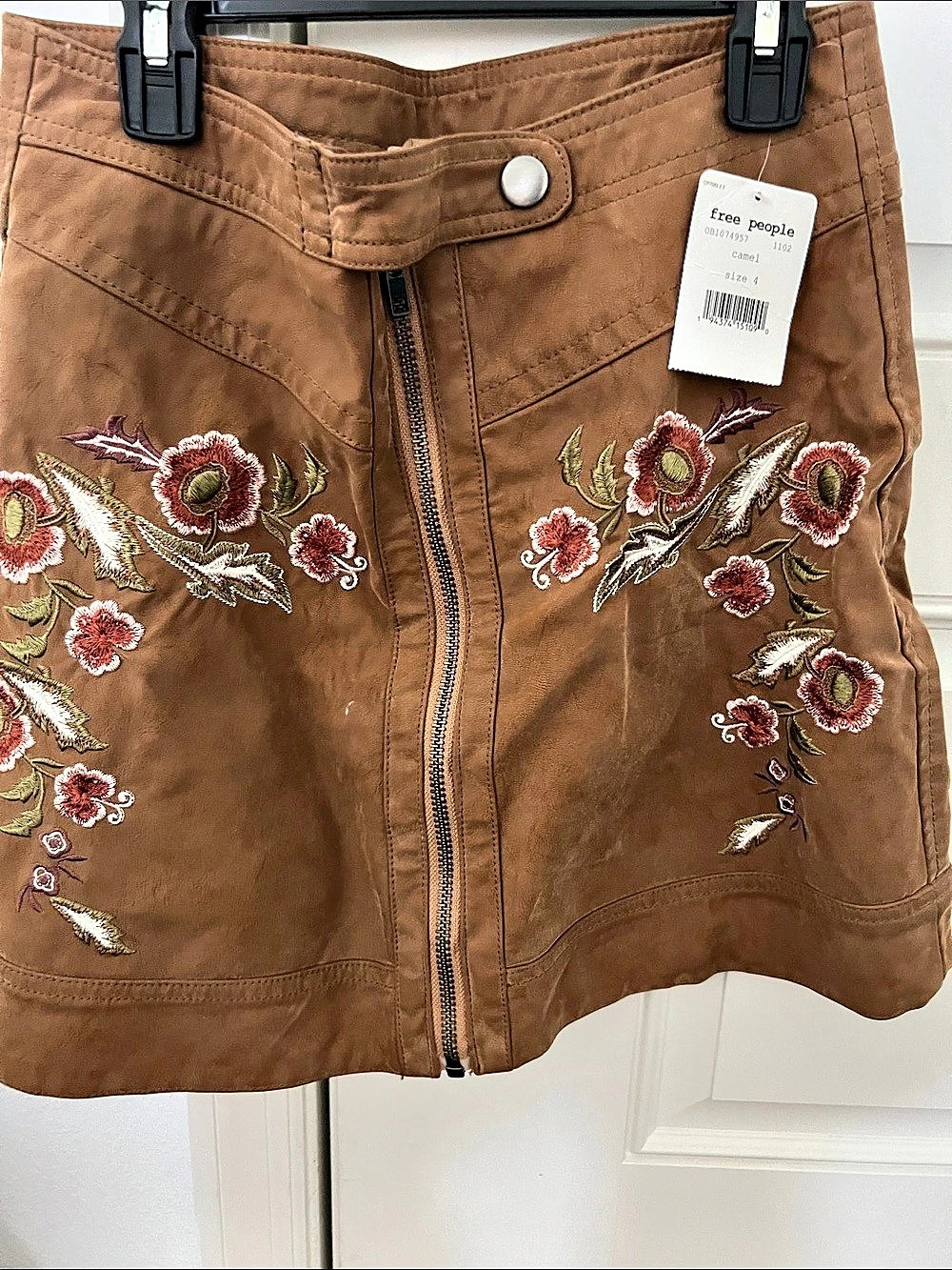 Free People Alanis Moto Mini Skirt Brown Floral